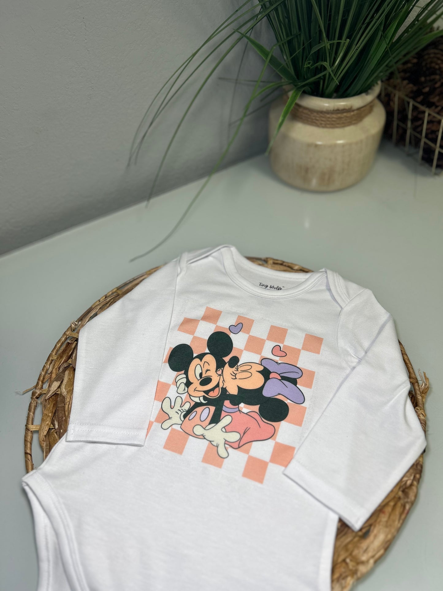 Retro Minnie Mickey Onesies, Tees