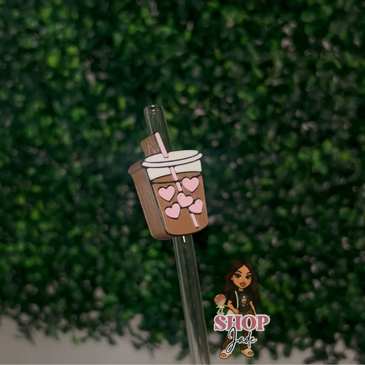Iced Coffee Heart Straw toppers