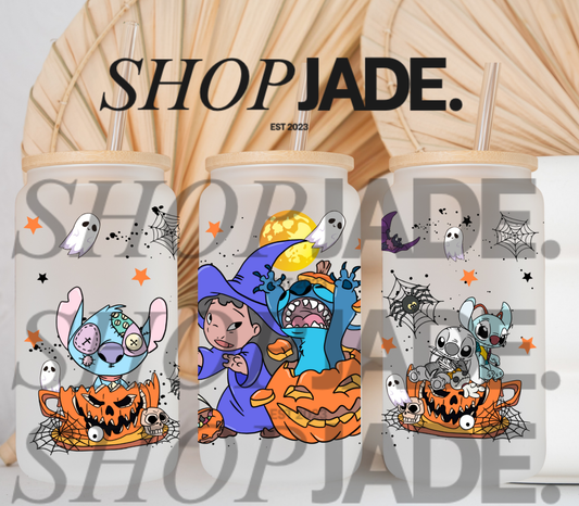 Blue Alien Lilo Costume Pumpkins UvDTF Cup Wraps