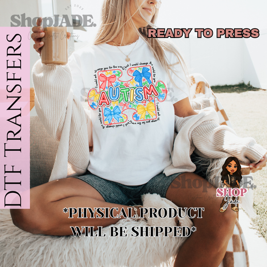 A1 Autism Bows DTF Transfers (Ready to Press)