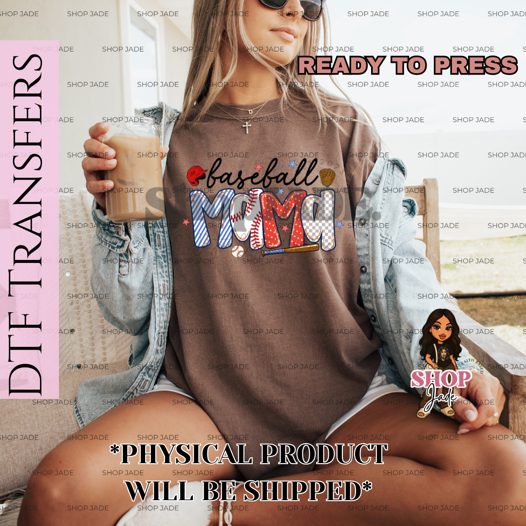 M25 Black Baseball Mama Transfers (Ready to Press)