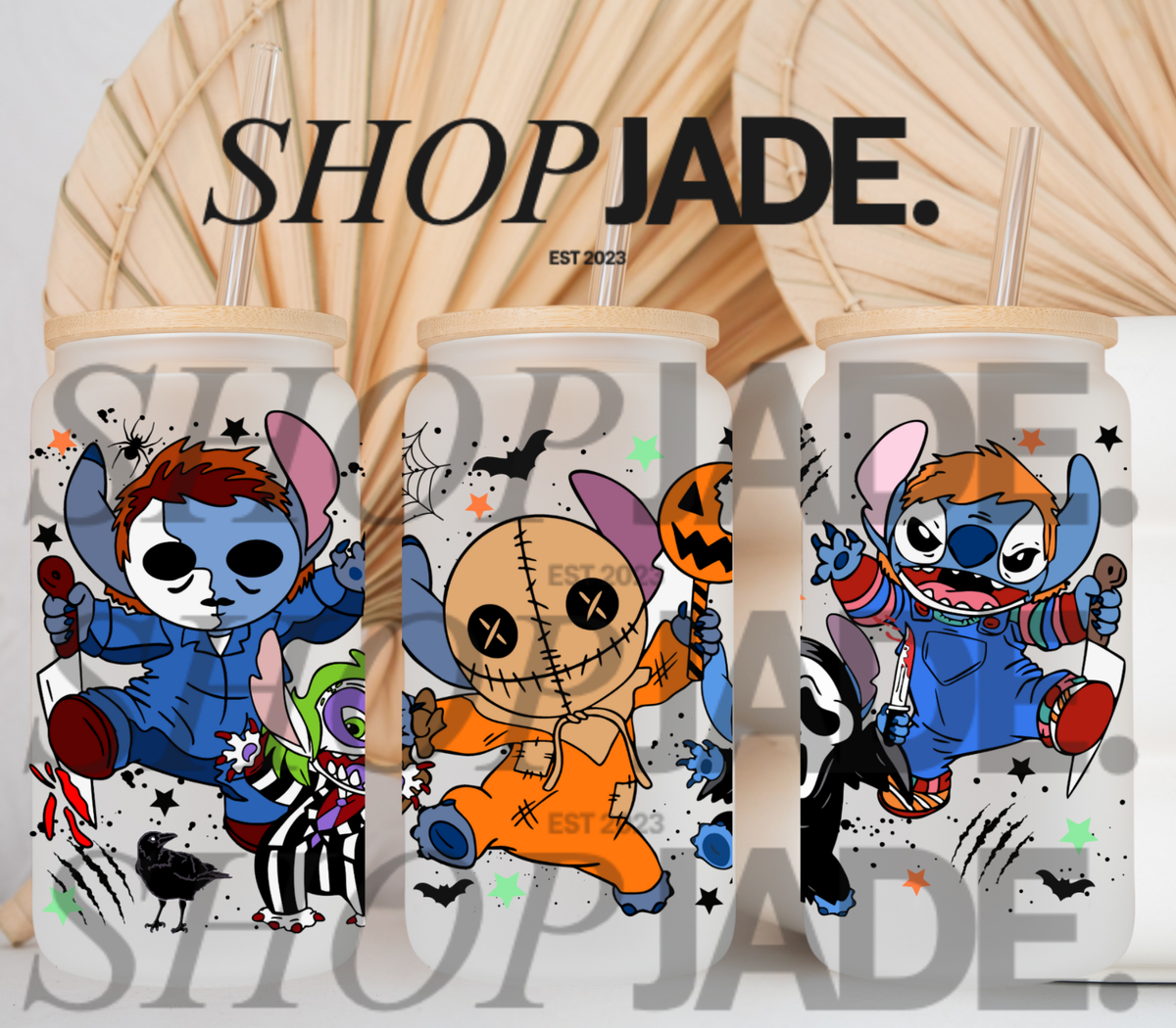 Blue Alien Horror Costumes UvDTF Cup Wraps