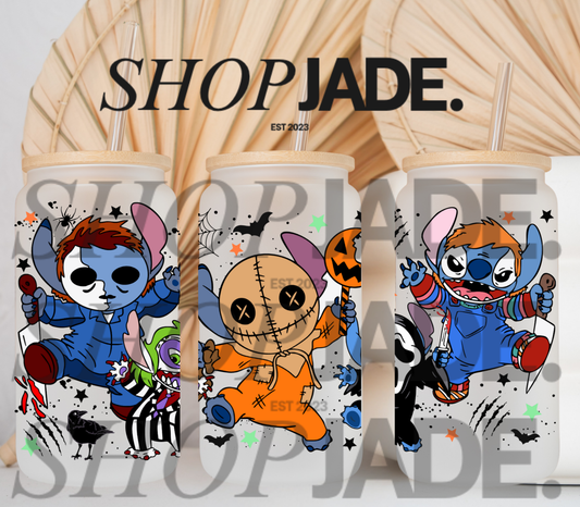 Blue Alien Horror Costumes UvDTF Cup Wraps