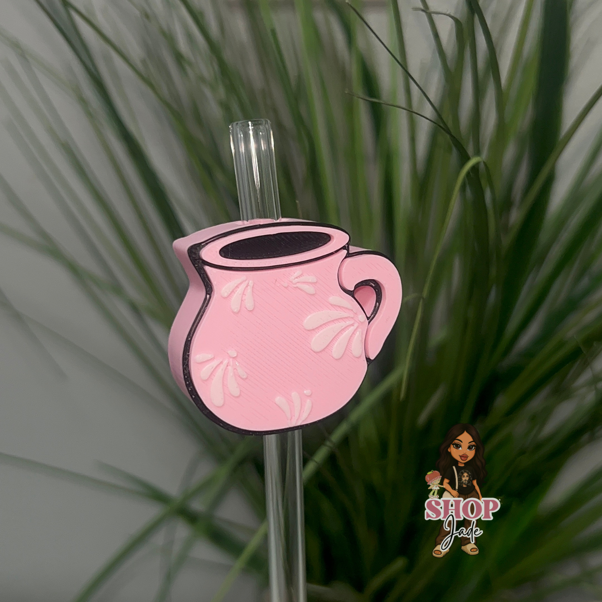 Pink Cantarito Straw toppers