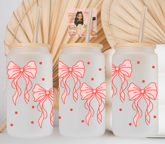 Red Flowy Bows UvDTF cup wraps