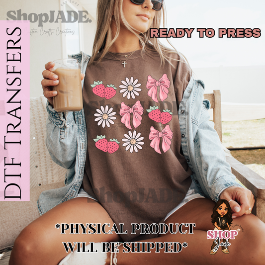 R3 Spring Berries Bows Flowers DTF Transfers (Ready to Press)