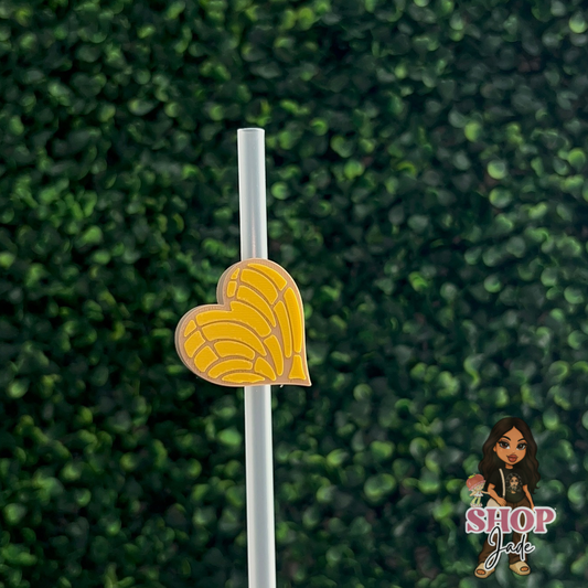 Yellow Concha Heart Straw toppers