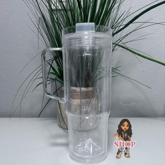 40oz handle snowglobe (acrylic plastic)