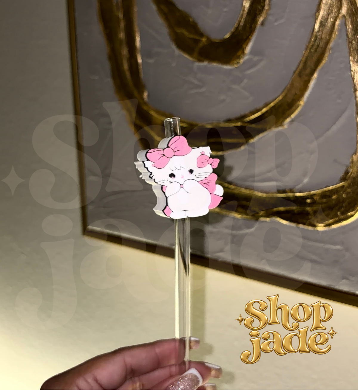 White Cat Mik Bow Straw toppers