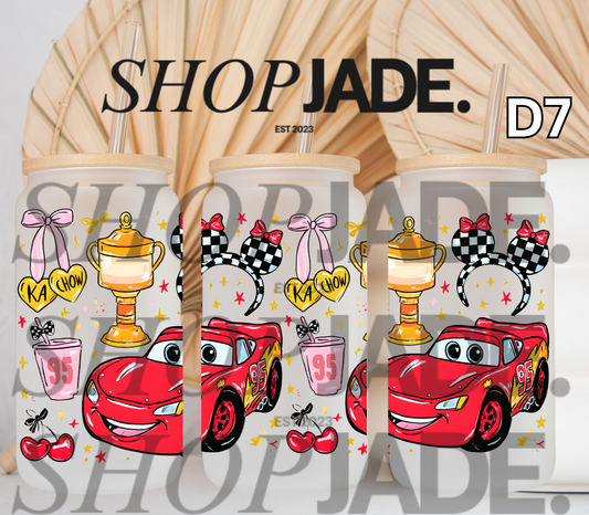 D7 Red Car Cartoonie Coquette UvDTF Cup Wraps