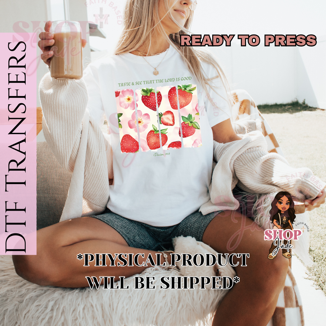 F62 Strawberry Taste & See DTF Transfers (Ready to Press)