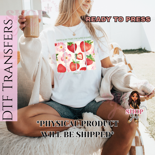 F62 Strawberry Taste & See DTF Transfers (Ready to Press)