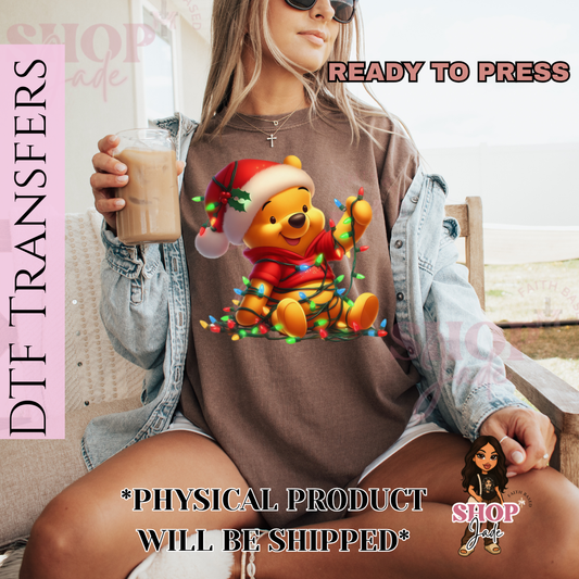 CH33 Bear Christmas Lights DTF Transfers (Ready to Press)