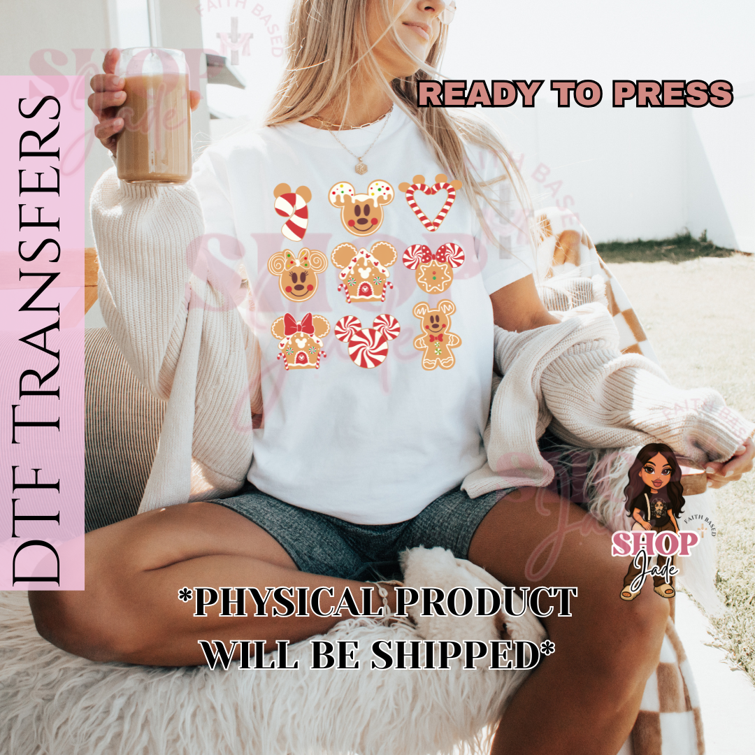 CH45 Mouse Gingerbread Christmas DTF Transfers (Ready to Press)