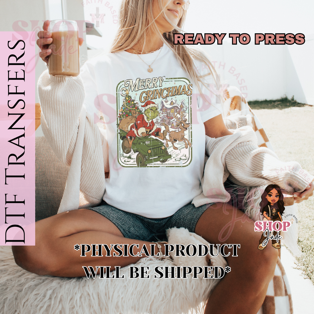 CH47 Vintage Merry Christmas DTF Transfers (Ready to Press)