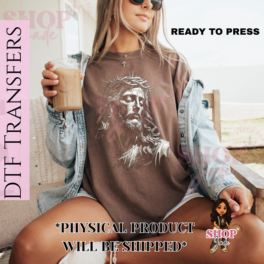 Halftone Jesus Christ DTF Transfer (Ready to Press)