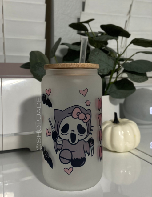 Kitty Ghostface Glass Cup
